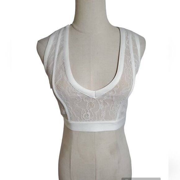 Girlcode White Lace Bra Crop Top - Picture 1 of 6